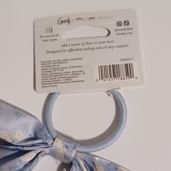LoveShackFancy X Goody NWT Blue Floral Bow Hair Elastic Coquette Feminine Rococo - Picture 5 of 5